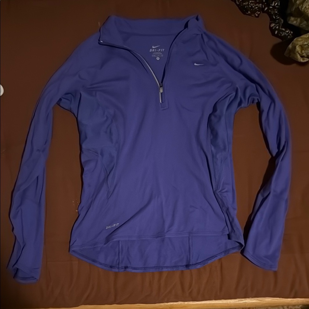 Nike Blue Fitted Zippered Long Sleeve Tee